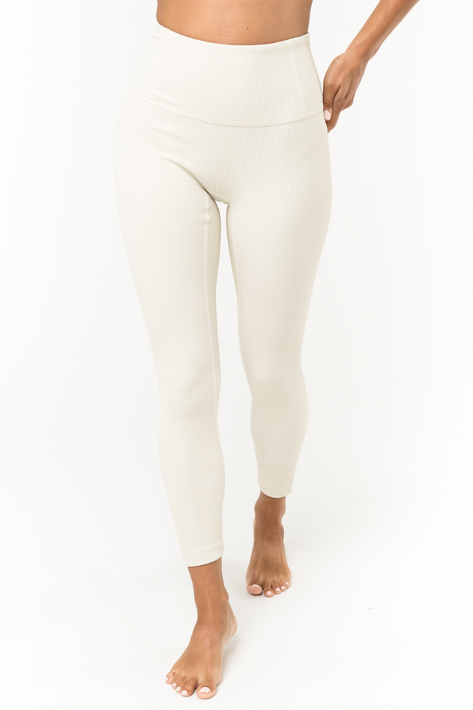 Leggings - Level Up (ribbed) Ivory Solid